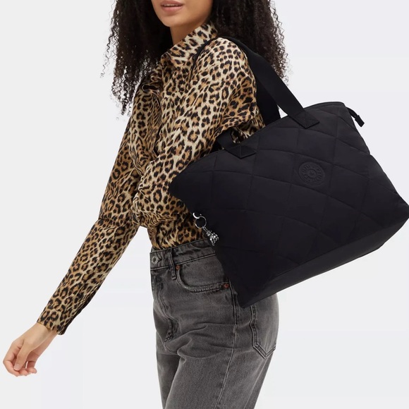NEW! Kipling Large Colissa Quilted Black Laptop Tote - Picture 4 of 11